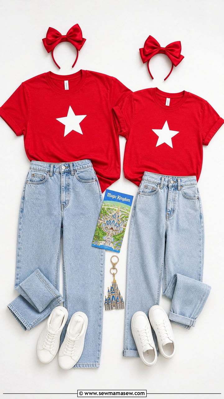 Matching Mickey and Minnie Family Tee Look - 25 Disneyland outfit ideas 2026
