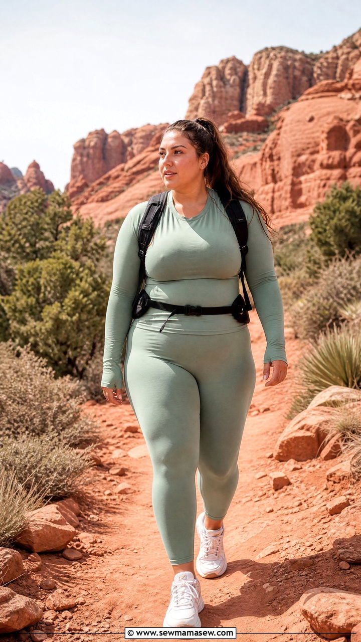 Matching Performance Set with Trail Running Shoes - 25 Hiking outfit ideas plus size
