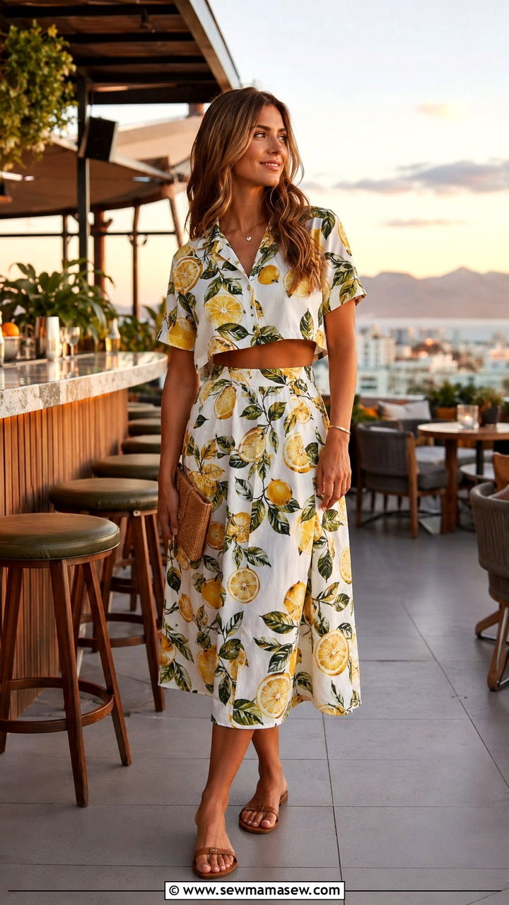 Matching Print Two Piece Skirt Set Resort Outfit - 25 resort outfits Pinterest