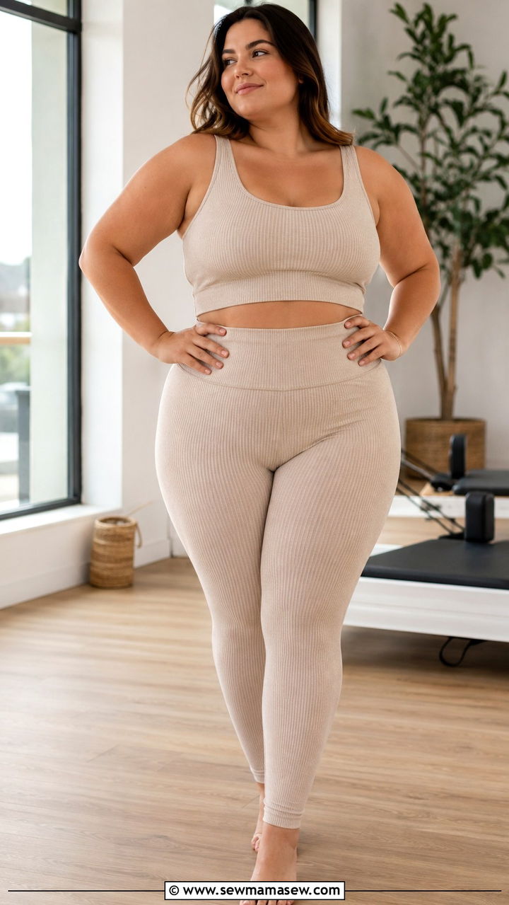 Matching Ribbed Co Ord Set - 30 Plus size pilates outfit ideas