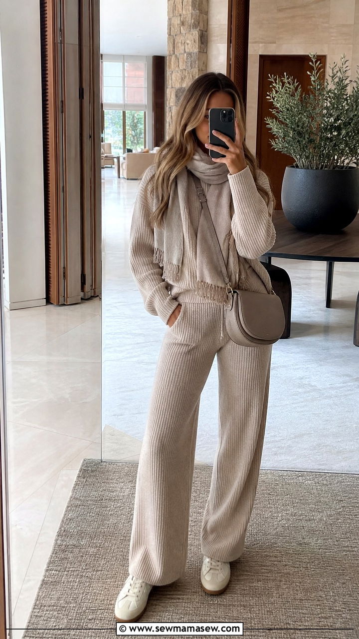 Matching Ribbed Knit Co Ord Set Travel Look - 40 travel outfits ideas