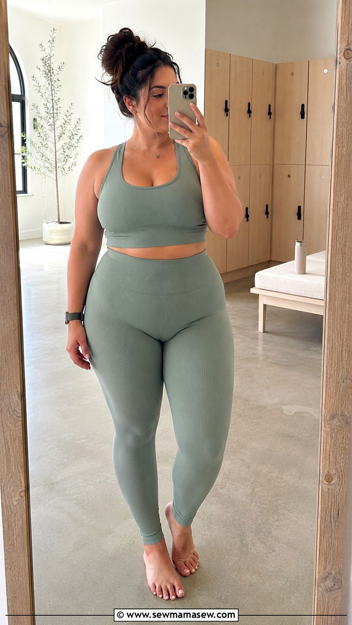 Matching Ribbed Two Piece Workout Set - 30 Pilates outfit ideas plus size