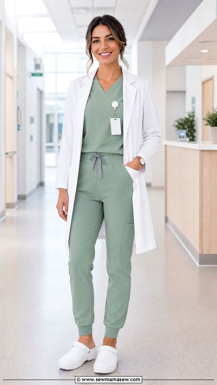 Matching Scrub Set With Lab Coat Doctor Outfit - 25 Female doctor outfit ideas