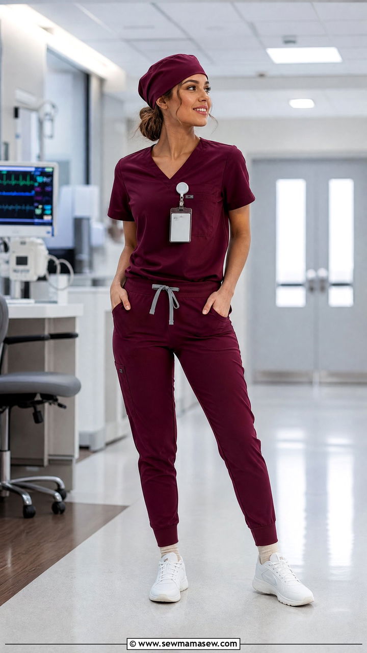 Matching Scrubs Set With Coordinated Scrub Cap - 25 Icu nurse outfit ideas