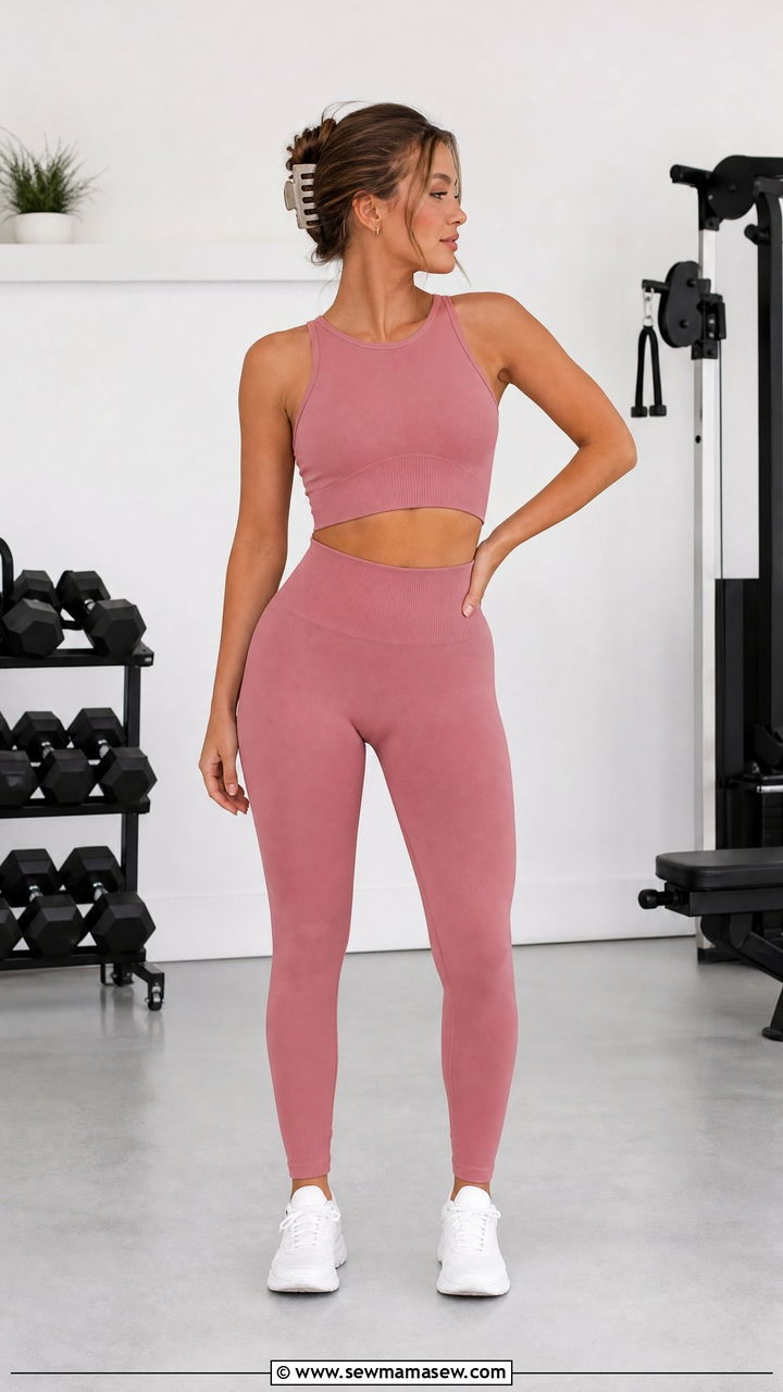 Matching Seamless Gym Set With Crop Top and Leggings - 25 Gym outfit ideas upper body day