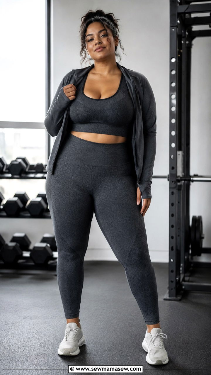 Matching Seamless Sports Bra and Legging Set - 30 Gym outfit ideas plus size