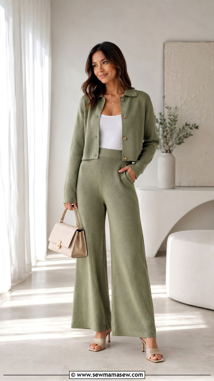 Matching Set with Wide Leg Pants Outfit - 30 cute wide leg pants outfits