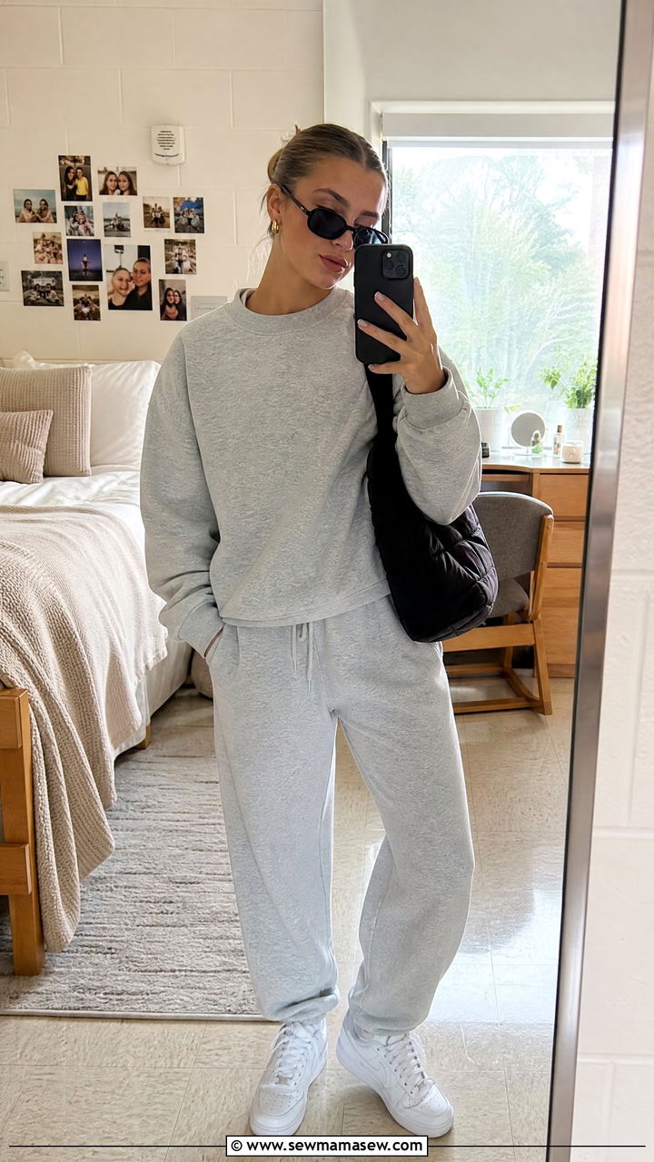 Matching Sweat Set College Outfit - 30 College outfit ideas casual 2026