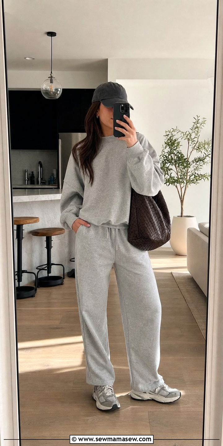 Matching Sweat Set With Baseball Cap And Chunky Sneakers - 35 casual errands outfits