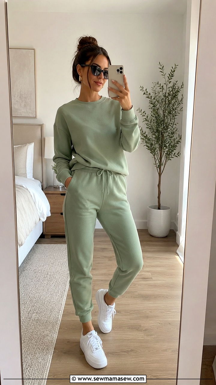Matching Sweat Set With White Sneakers - 30 spring sporty chic outfits