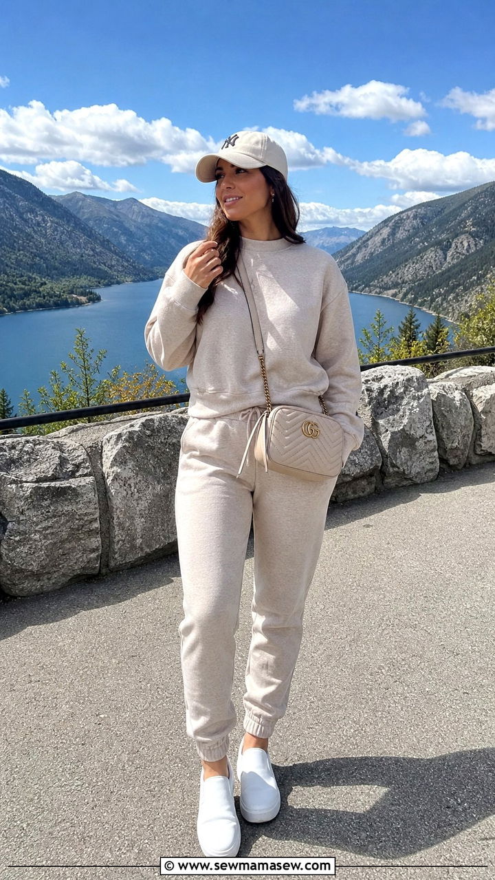 Matching Sweat Set With White Sneakers - 40 Road trip outfits