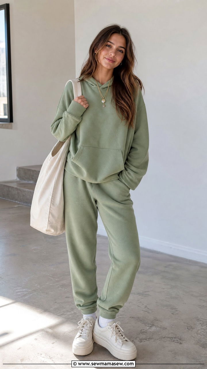 Matching Sweat Set with Platform Sneakers Outfit - 25 School outfit ideas for teens spring 2026
