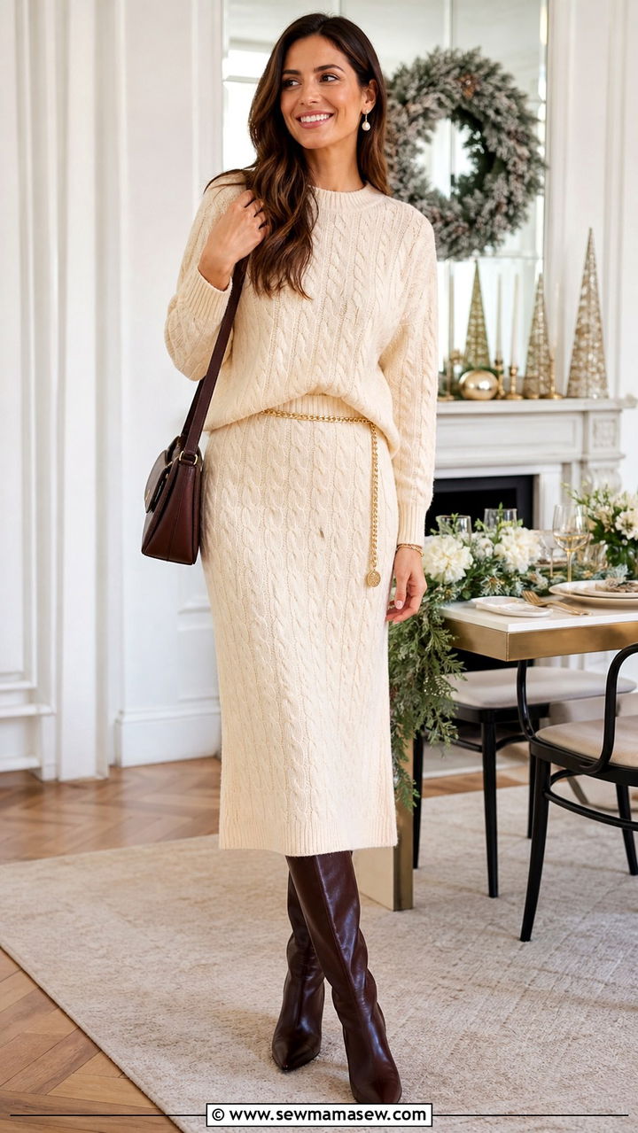 Matching Sweater And Midi Skirt Outfit - 40 matching set outfits