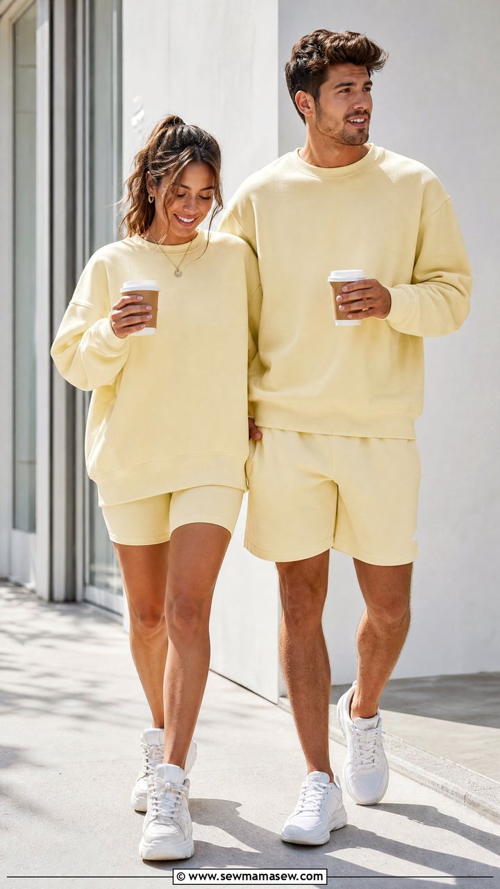 Matching Sweatshirt and Shorts Couple Outfit - 25 Spring matching outfits for couples