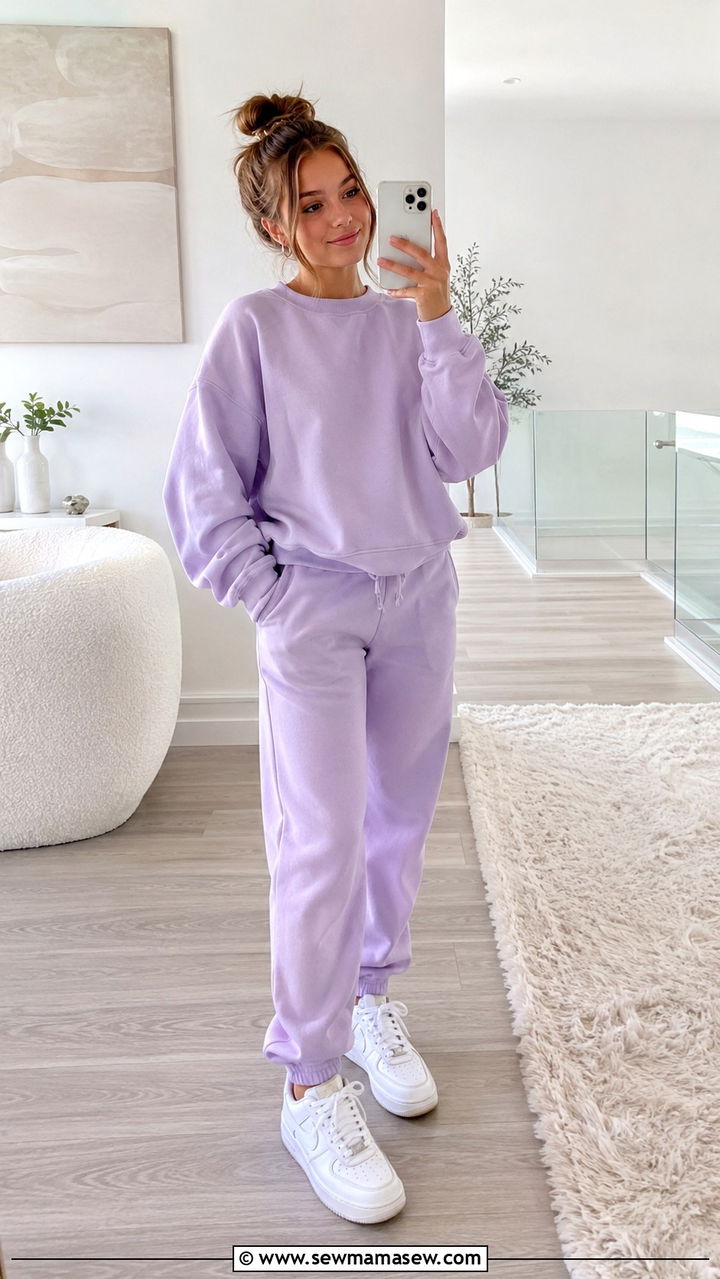 Matching Sweatsuit Set With White Sneakers - 30 Trendy outfits for 15 year olds