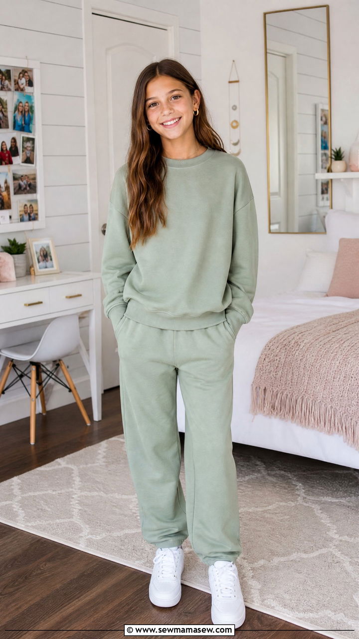 Matching Sweatsuit Set With White Sneakers - 35 Middle school outfit ideas