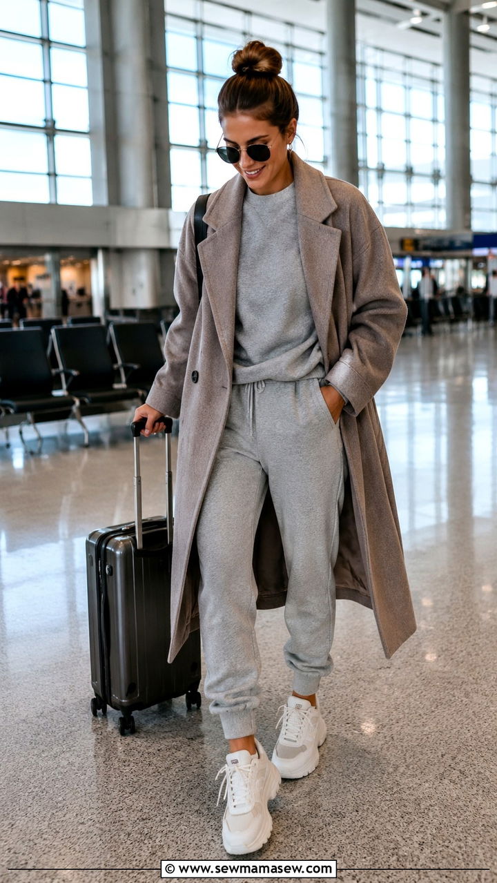 Matching Sweatsuit Set with Chunky Sneakers - 30 joggers outfit ideas for women