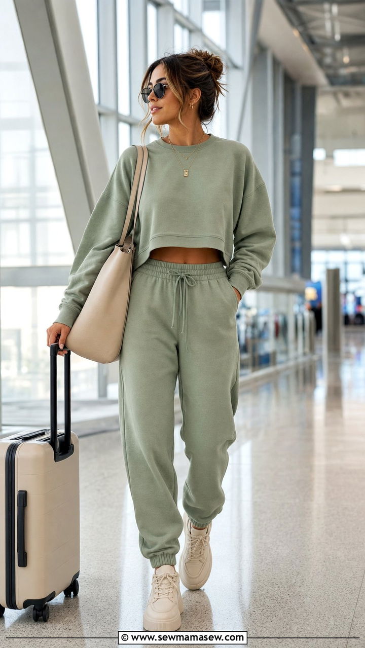 Matching Sweatsuit With Platform Sneakers - 35 Airport outfit ideas with sneakers