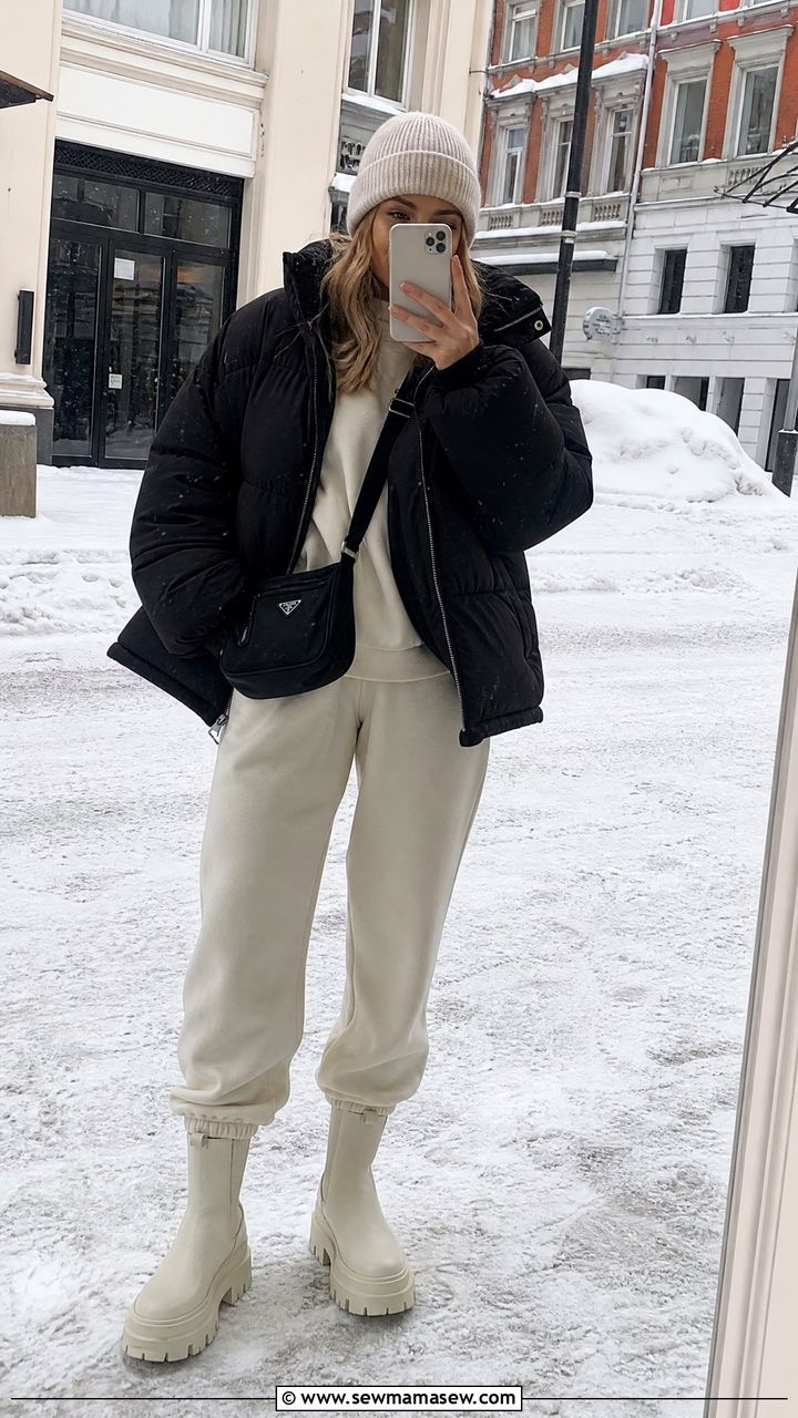Matching Sweatsuit with Puffer Jacket Winter - 25 Matching sweatsuit outfit ideas