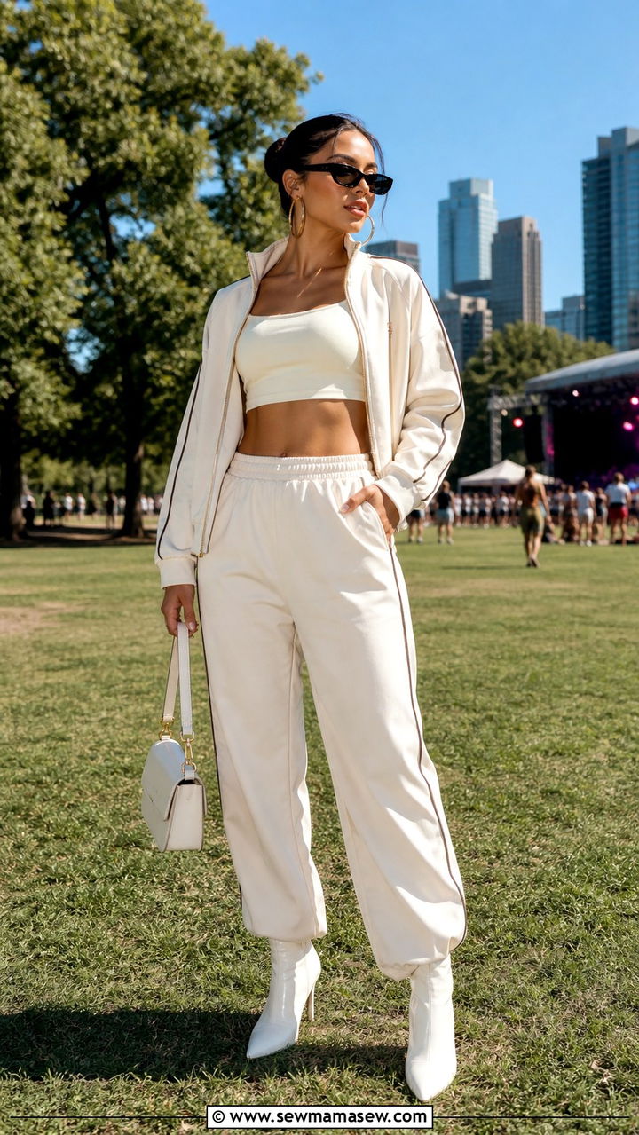 Matching Tracksuit With Heeled Boots - 40 Summer festival outfits