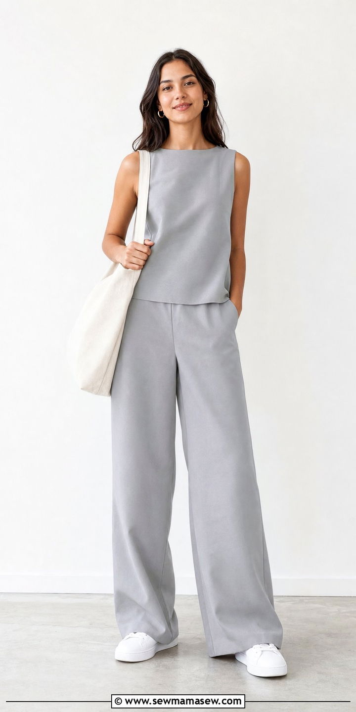 Matching Trousers Set And Sneakers - 25 spring trousers outfit ideas