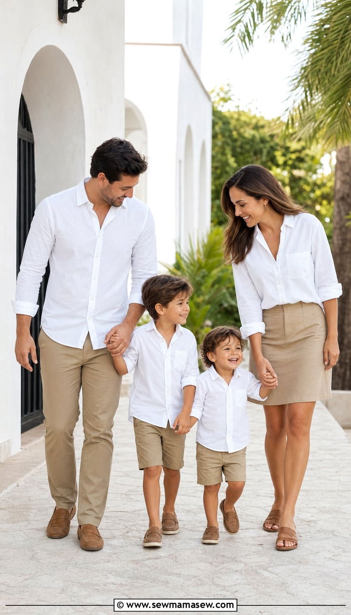 Matching White Shirts and Khaki Pants Family Outfit - 25 cute family photo outfits