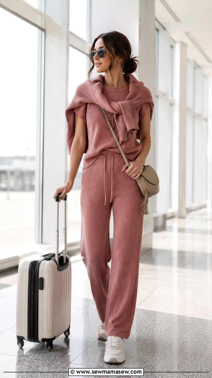 Matching athletic set with crewneck sweater and chunky sneakers - 20 cute Pinterest outfits