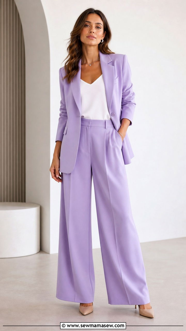 Matching blazer and wide leg pants suit - 20 blazer outfits 2026