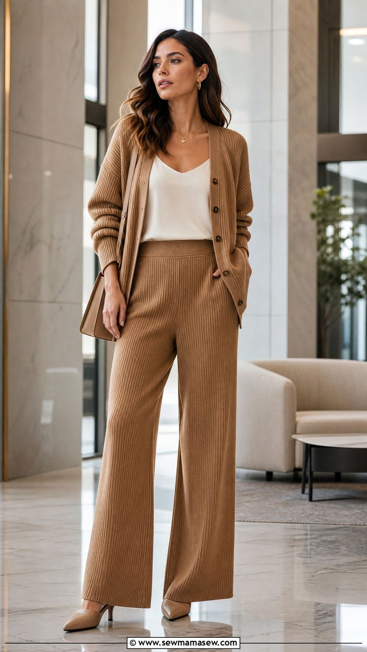 Matching cardigan and trousers set - 35 How to style a cardigan
