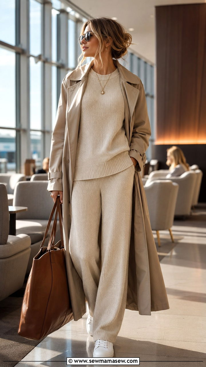 Matching knit lounge set - 25 Airport outfit ideas for international travel