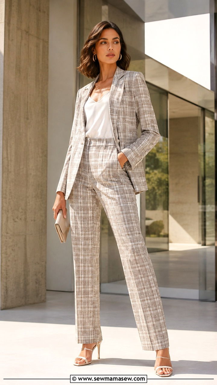Matching plaid blazer and trousers set - 30 Spring plaid outfits