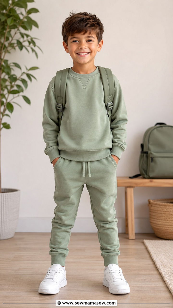 Matching sweatshirt and jogger set outfit - 30 Kids back to school outfit ideas