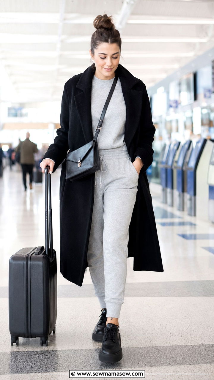 Matching sweatsuit with platform sneakers - 30 casual airport outfits