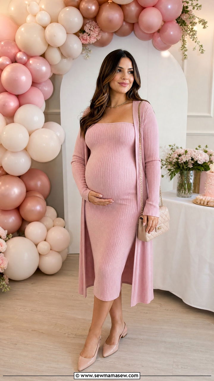 Maternity Cardigan And Dress Set Baby Shower Outfit - 30 Maternity outfit ideas for baby shower