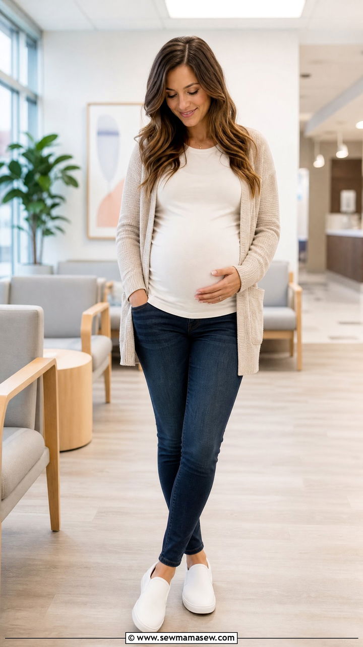 Maternity Jeans and Tee Outfit - 25 Maternity outfit ideas for doctor appointment