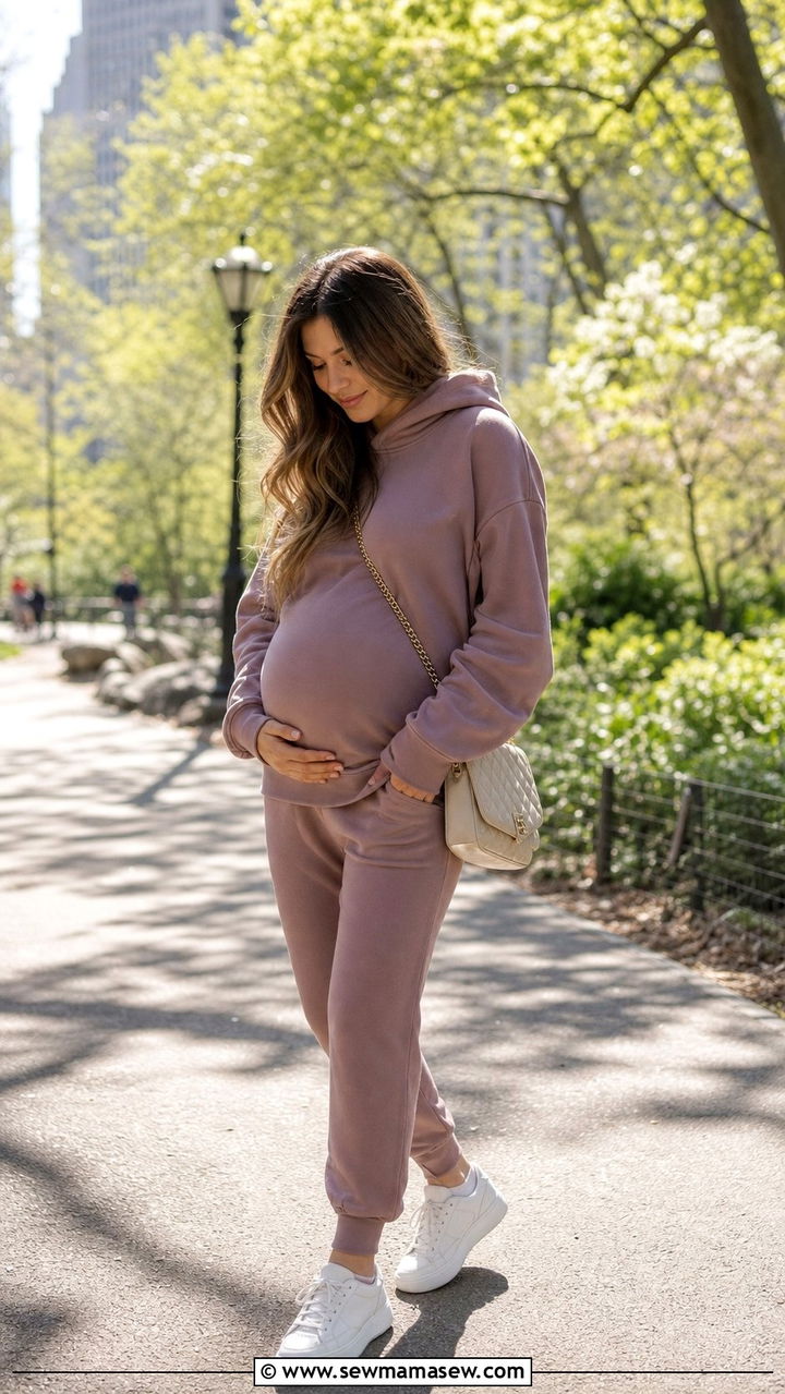 Maternity Joggers With Oversized Hoodie - 25 classy outfits for pregnant women
