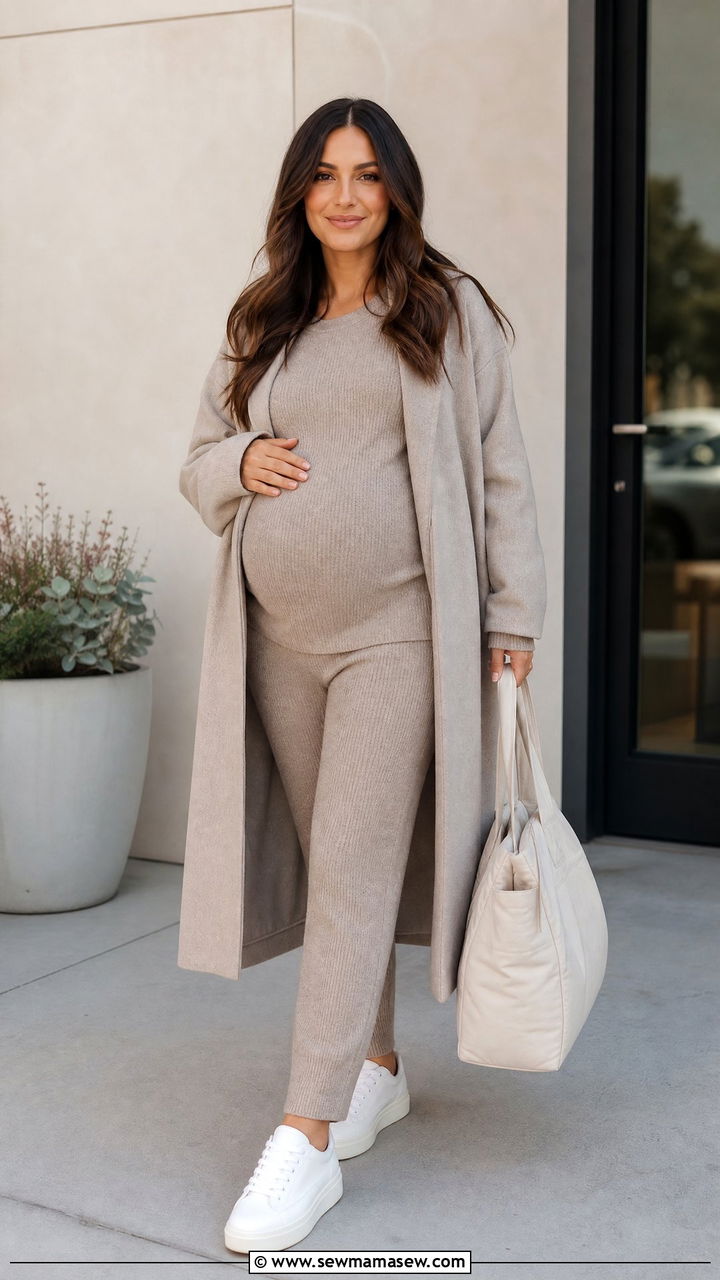 Maternity Lounge Set With Sneakers - 20 Maternity outfit ideas hospital bag