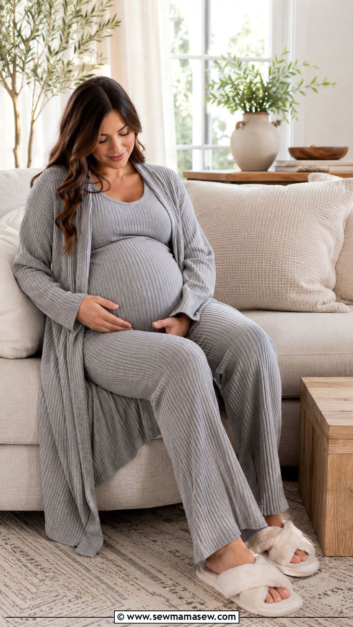 Maternity Lounge Set with Cozy Robe - 25 outfit ideas for pregnant women