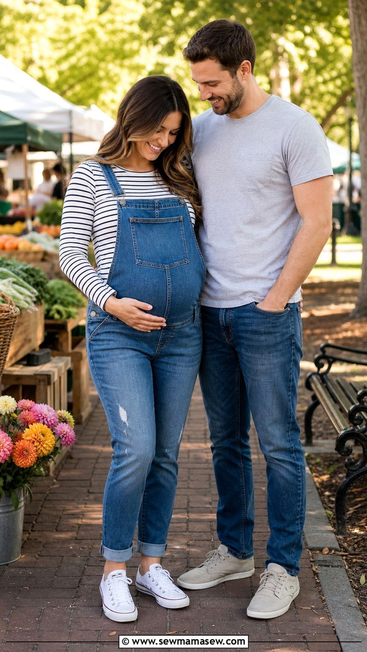 Maternity Overalls And Tee Casual Shoot - 20 Baby announcement photo outfit ideas