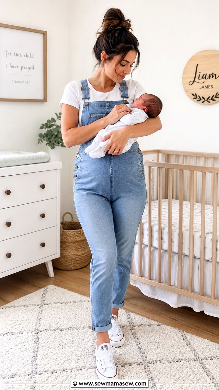 Maternity Overalls with a Fitted Tee - 20 Maternity outfit ideas come home outfit