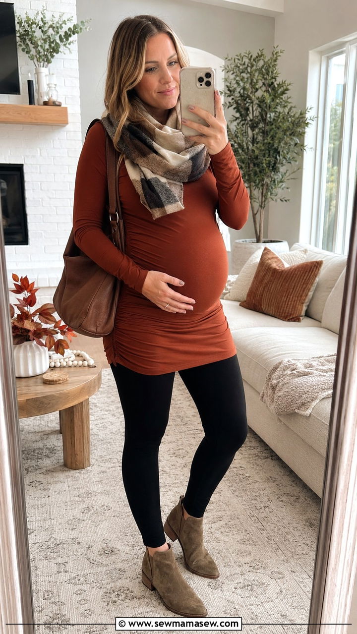 Maternity Tunic Top And Ponte Leggings - 20 Maternity outfit ideas 9 months