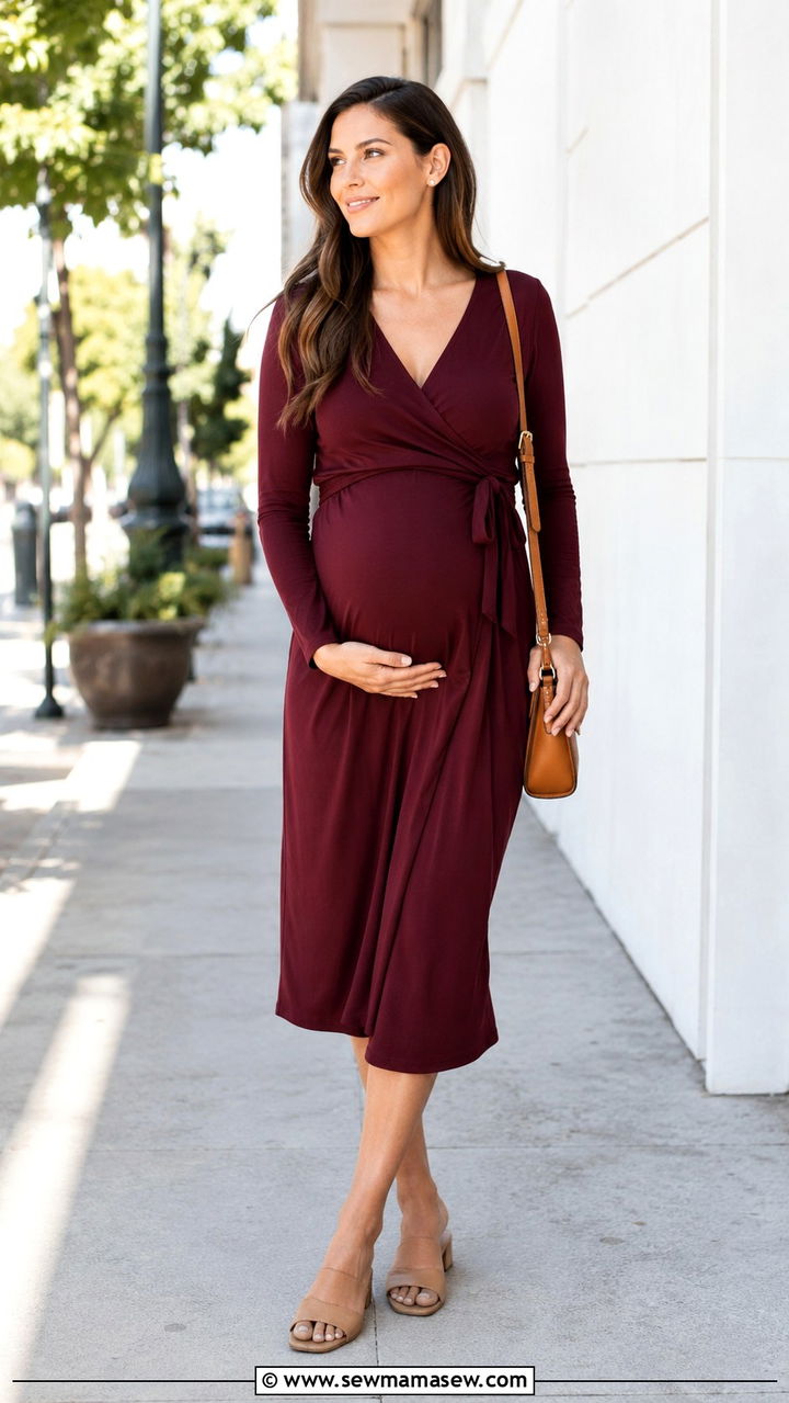 Maternity Wrap Dress - 20 Maternity outfit ideas third trimester