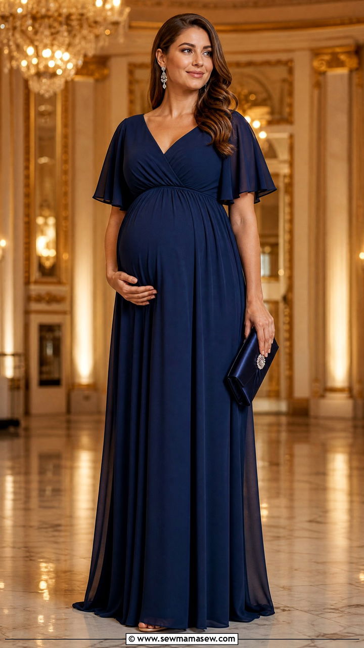 Maternity chiffon gown for formal wedding - 30 Maternity outfit ideas for wedding guest