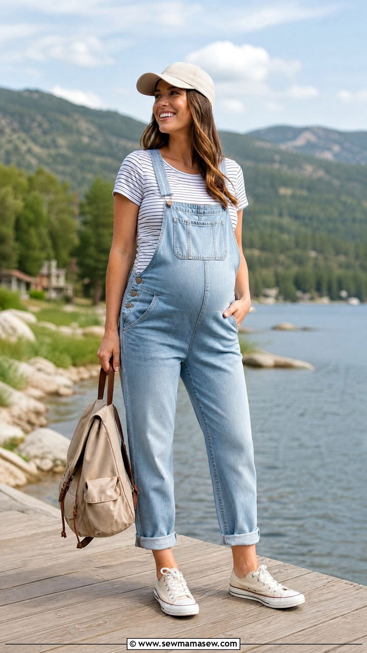 Maternity overalls outfit for vacation - 30 Maternity outfit ideas for vacation
