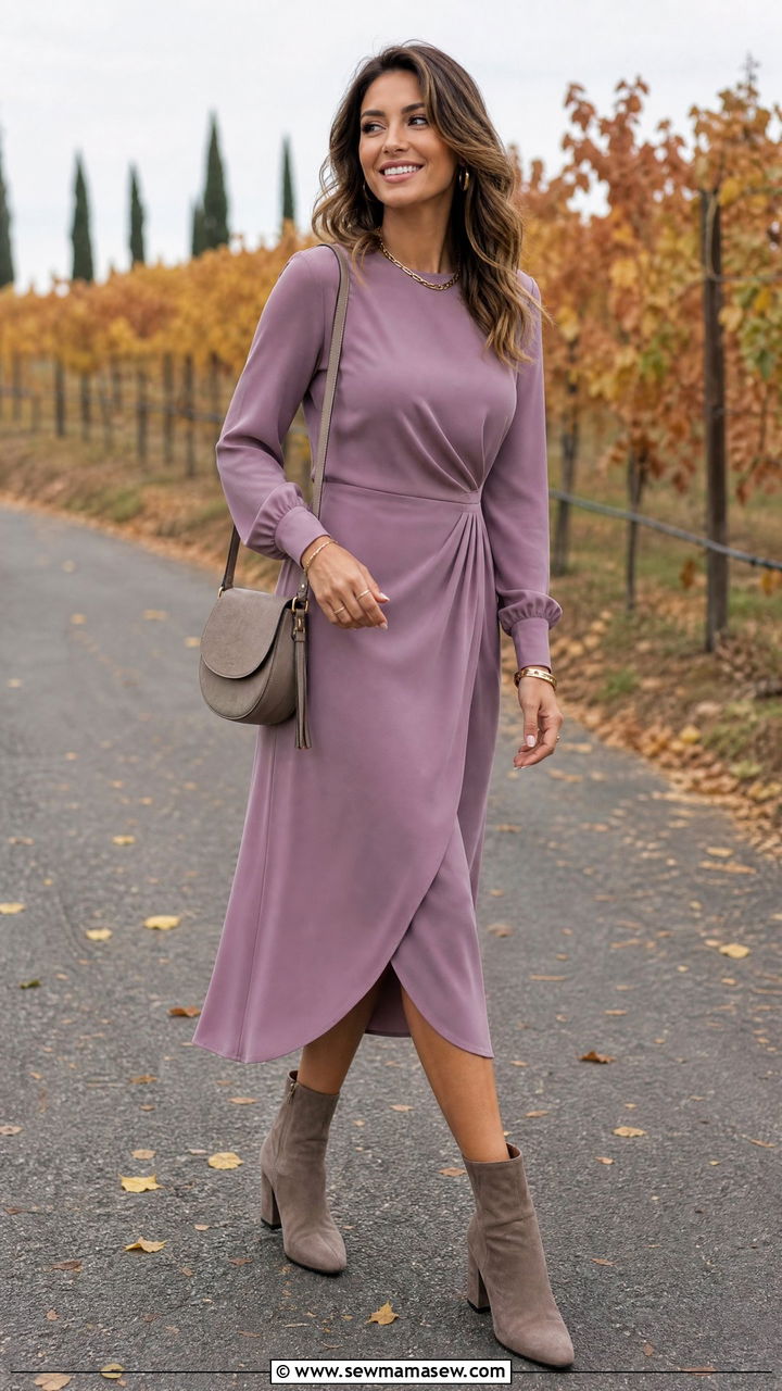 Mauve Long Sleeve Dress Wedding Guest - 25 Mauve wedding guest dress outfit ideas