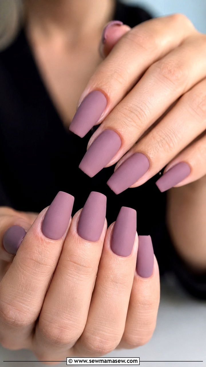 Mauve Matte Gel Nails - 50 gel polish