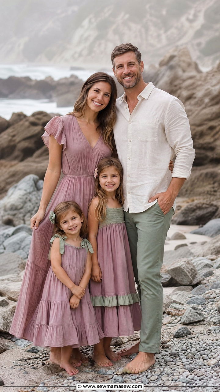 Mauve and Sage Green Family Beach Outfit - 30 Family beach photo outfit ideas