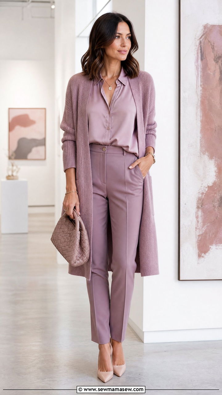 Mauve monochrome tonal outfit - 25 Mauve outfit ideas