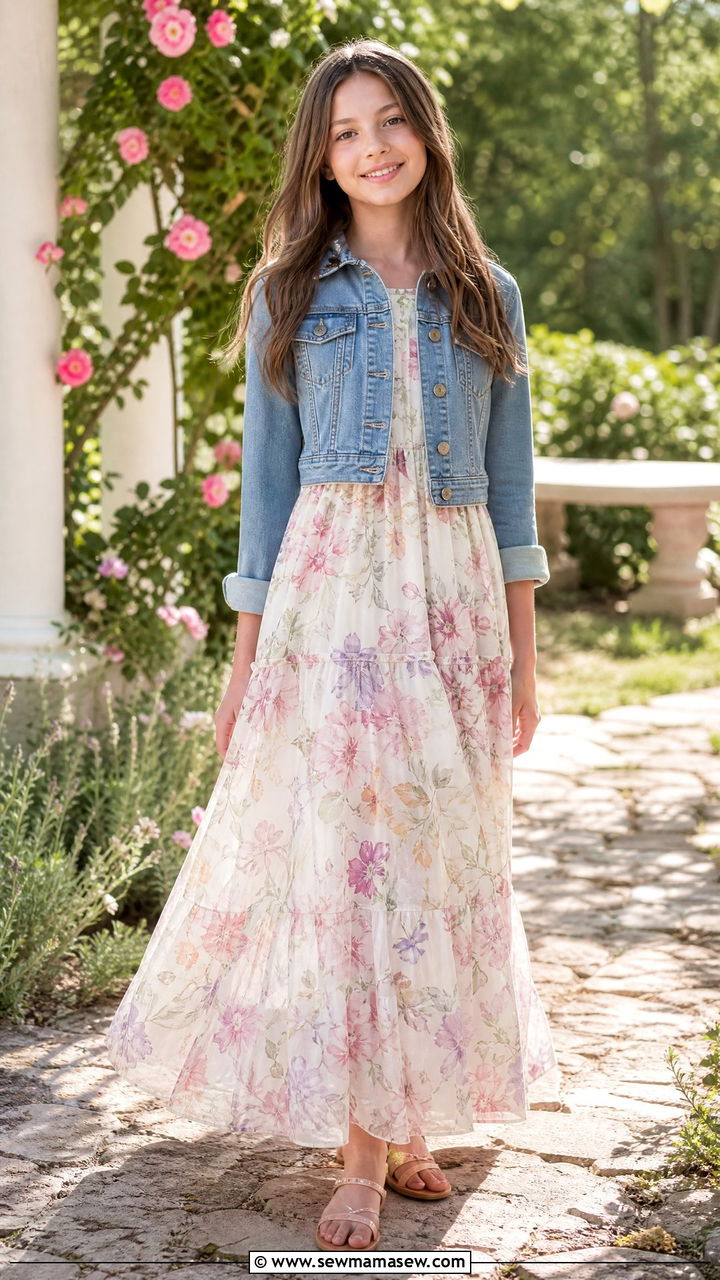 Maxi Dress And Denim Jacket Outfit - 25 Tween outfit ideas 2026