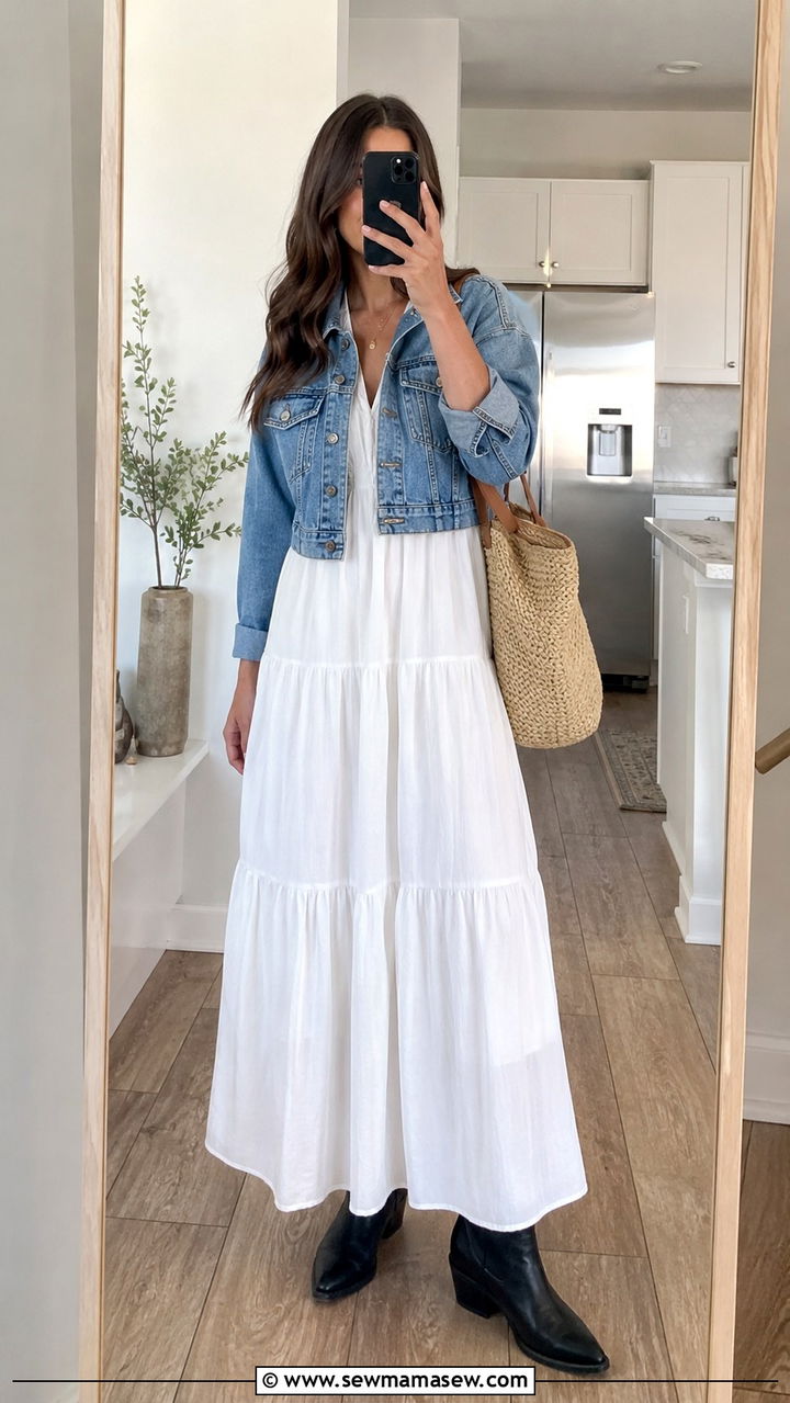 Maxi Dress And Denim Jacket Spring Outfit - 20 Put together spring outfit ideas 2026